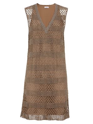 Women's Precious Net Embroidery Dress - Warm Beige - Size Medium