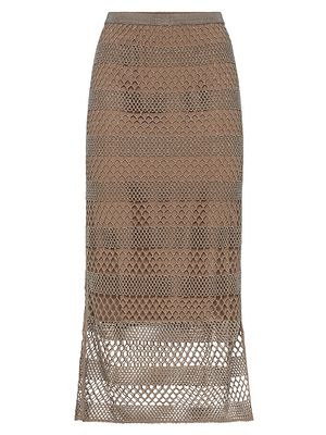 Women's Precious Net Embroidery Skirt - Warm Beige - Size Large