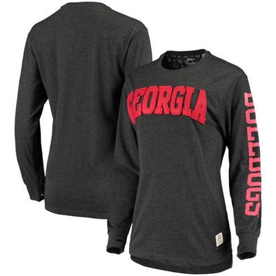 Women's Pressbox Black Georgia Bulldogs Two-Hit Canyon Long Sleeve T-Shirt