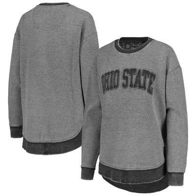 Women's Pressbox Black Ohio State Buckeyes Ponchoville Pullover Sweatshirt