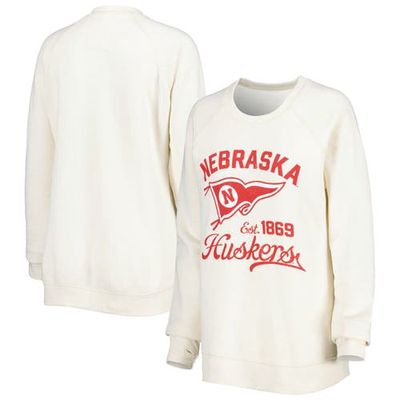 Women's Pressbox Cream Nebraska Huskers Old Standard Pennant Knobi Raglan Pullover Sweatshirt