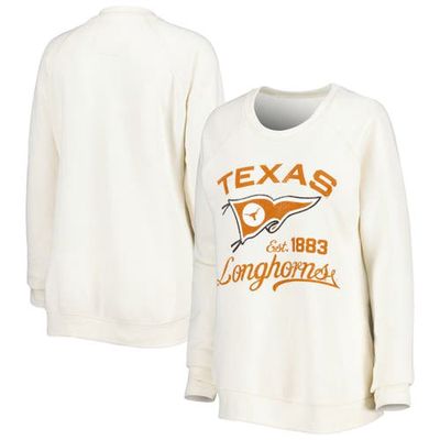 Women's Pressbox Cream Texas Longhorns Old Standard Pennant Knobi Raglan Pullover Sweatshirt