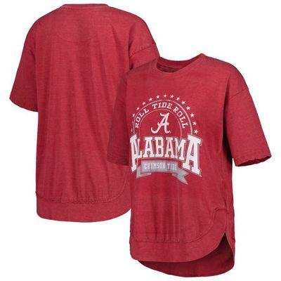 Women's Pressbox Crimson Alabama Crimson Tide Vintage Wash Poncho Captain T-Shirt