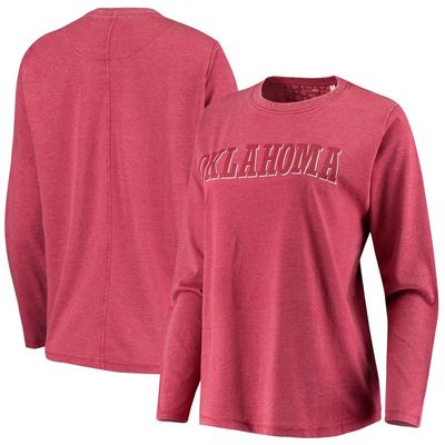 Women's Pressbox Crimson Oklahoma Sooners Tonal Block Vintage Wash Long Sleeve T-Shirt