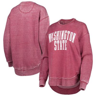 Women's Pressbox Crimson Washington State Cougars Vintage Wash Pullover Sweatshirt