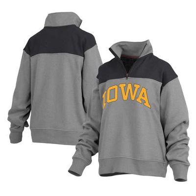 Women's Pressbox Gray Iowa Hawkeyes Avon Fleece Quarter-Zip Jacket