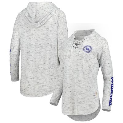 Women's Pressbox Gray Kentucky Wildcats Space Dye Lace-Up V-Neck Raglan Long Sleeve T-Shirt