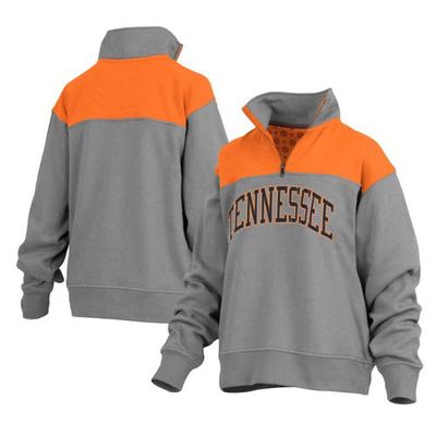 Women's Pressbox Gray Tennessee Volunteers Avon Fleece Quarter-Zip Jacket