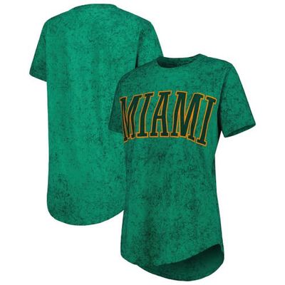 Women's Pressbox Green Miami Hurricanes Southlawn Sun-Washed T-Shirt