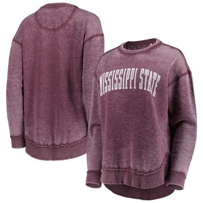 Women's Pressbox Maroon Mississippi State Bulldogs Vintage Wash Pullover Sweatshirt