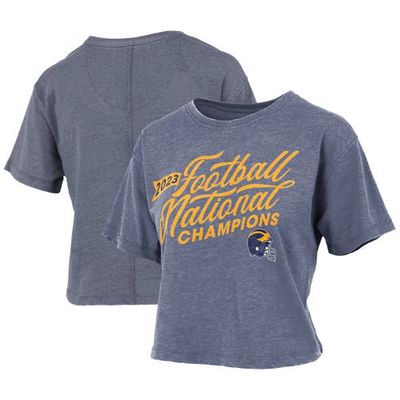 Women's Pressbox Navy Michigan Wolverines College Football Playoff 2023 National Champions Vintage Waist-Length T-Shirt