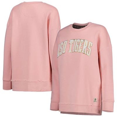 Women's Pressbox Pink LSU Tigers La Jolla Fleece Pullover Sweatshirt