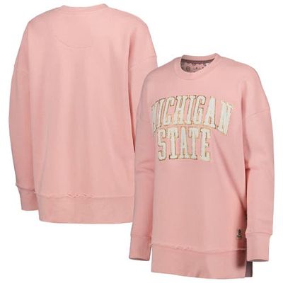 Women's Pressbox Pink Michigan State Spartans La Jolla Fleece Pullover Sweatshirt