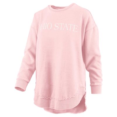 Women's Pressbox Pink Ohio State Buckeyes Seaside Springtime Vintage Poncho Pullover Sweatshirt
