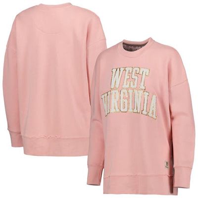 Women's Pressbox Pink West Virginia Mountaineers La Jolla Fleece Pullover Sweatshirt
