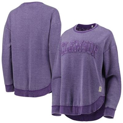 Women's Pressbox Purple Clemson Tigers Ponchoville Pullover Sweatshirt