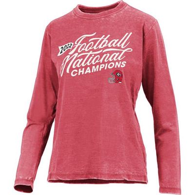 Women's Pressbox Red Georgia Bulldogs College Football Playoff 2022 National Champions Relaxed Fit Melange Long Sleeve T-Shirt