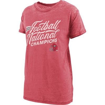 Women's Pressbox Red Georgia Bulldogs College Football Playoff 2022 National Champions Relaxed Fit Melange T-Shirt