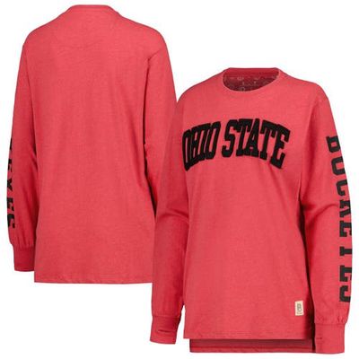 Women's Pressbox Scarlet Ohio State Buckeyes 2-Hit Canyon Long Sleeve T-Shirt
