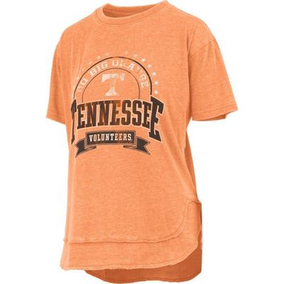 Women's Pressbox Tennessee Orange Tennessee Volunteers Vintage Wash Poncho Captain T-Shirt