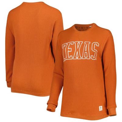 Women's Pressbox Texas Orange Texas Longhorns Surf Plus Size Southlawn Waffle-Knit Thermal Tri-Blend Long Sleeve T-Shirt in Burnt Orange at