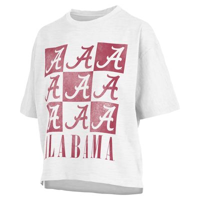 Women's Pressbox White Alabama Crimson Tide Motley Crew Andy Waist Length Oversized T-Shirt