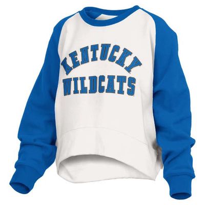 Women's Pressbox White Kentucky Wildcats Lotus Raglan Pullover Sweatshirt