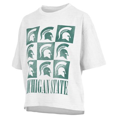 Women's Pressbox White Michigan State Spartans Motley Crew Andy Waist Length Oversized T-Shirt