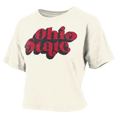 Women's Pressbox White Ohio State Buckeyes Vintage Easy T-Shirt