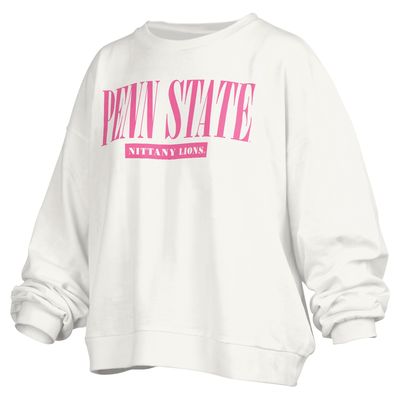 Women's Pressbox White Penn State Nittany Lions Sutton Janise Waist Length Oversized Pullover Sweatshirt