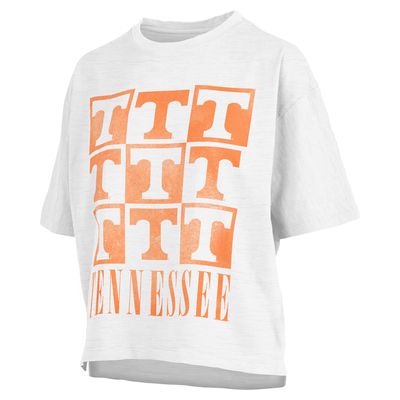 Women's Pressbox White Tennessee Volunteers Motley Crew Andy Waist Length Oversized T-Shirt