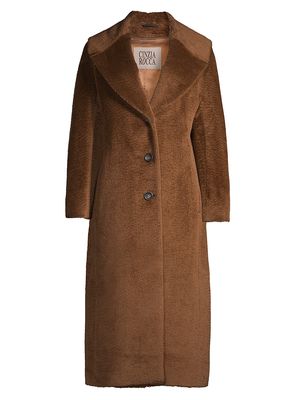 Women's Pressed Alpaca Long Coat - Brown - Size 4