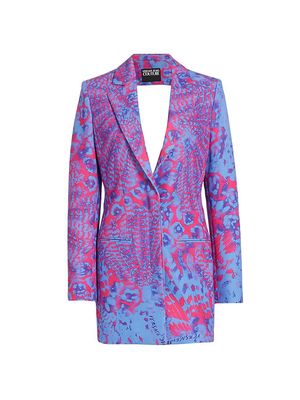 Women's Printed Cut-Out Blazer - Cerulean - Size 0