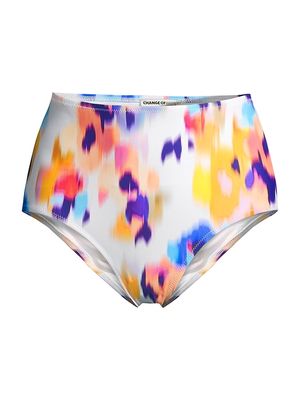 Women's Printed High-Waisted Bikini Bottom - Floral Ikat - Size Small