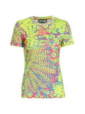 Women's Printed Stretch Cotton T-Shirt - Acid - Size Small