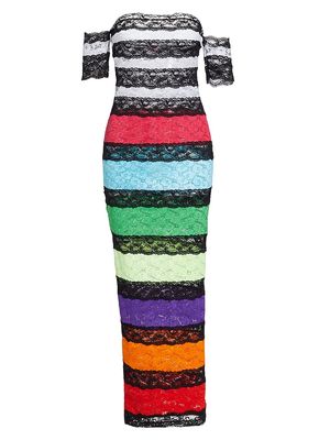 Women's Prism Collection Colorblocked Lace Maxi Dress - Color Fade Stripe - Size Small - Color Fade Stripe - Size Small