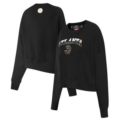 Women's Pro Standard Black Atlanta Hawks Glam Cropped Pullover Sweatshirt