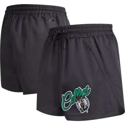 Women's Pro Standard Black Boston Celtics Script Woven Shorts