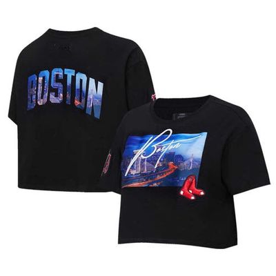 Women's Pro Standard Black Boston Red Sox Cityscape Boxy T-Shirt