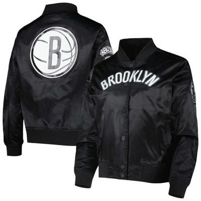 Women's Pro Standard Black Brooklyn Nets Classics Satin Full-Snap Jacket