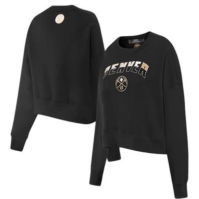 Women's Pro Standard Black Denver Nuggets Glam Cropped Pullover Sweatshirt