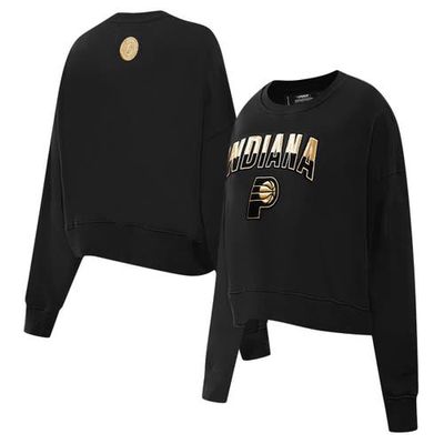 Women's Pro Standard Black Indiana Pacers Glam Cropped Pullover Sweatshirt
