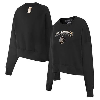 Women's Pro Standard Black LA Clippers Glam Cropped Pullover Sweatshirt