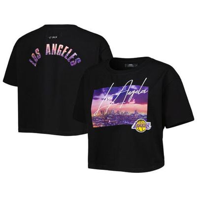 Women's Pro Standard Black Los Angeles Lakers Cityscape Crop Boxy T-Shirt