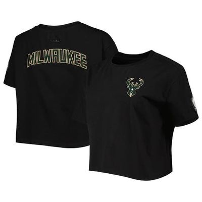 Women's Pro Standard Black Milwaukee Bucks Classics Boxy T-Shirt