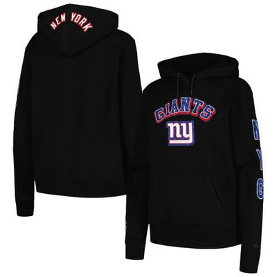Women's Pro Standard Black New York Giants Animal Print Fleece Pullover Hoodie