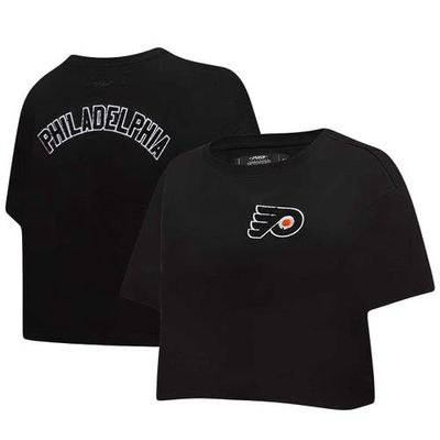 Women's Pro Standard Black Philadelphia Flyers Classic Boxy Cropped T-Shirt