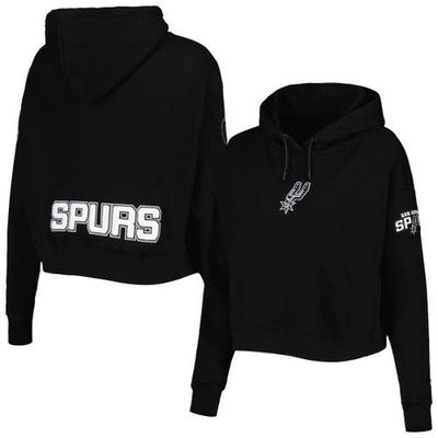 Women's Pro Standard Black San Antonio Spurs Classic Fleece Cropped Pullover Hoodie
