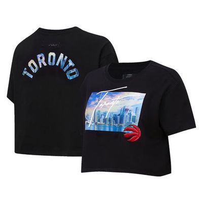 Women's Pro Standard Black Toronto Raptors Cityscape Crop Boxy T-Shirt