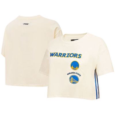Women's Pro Standard Cream Golden State Warriors Retro Classic Cropped Boxy T-Shirt